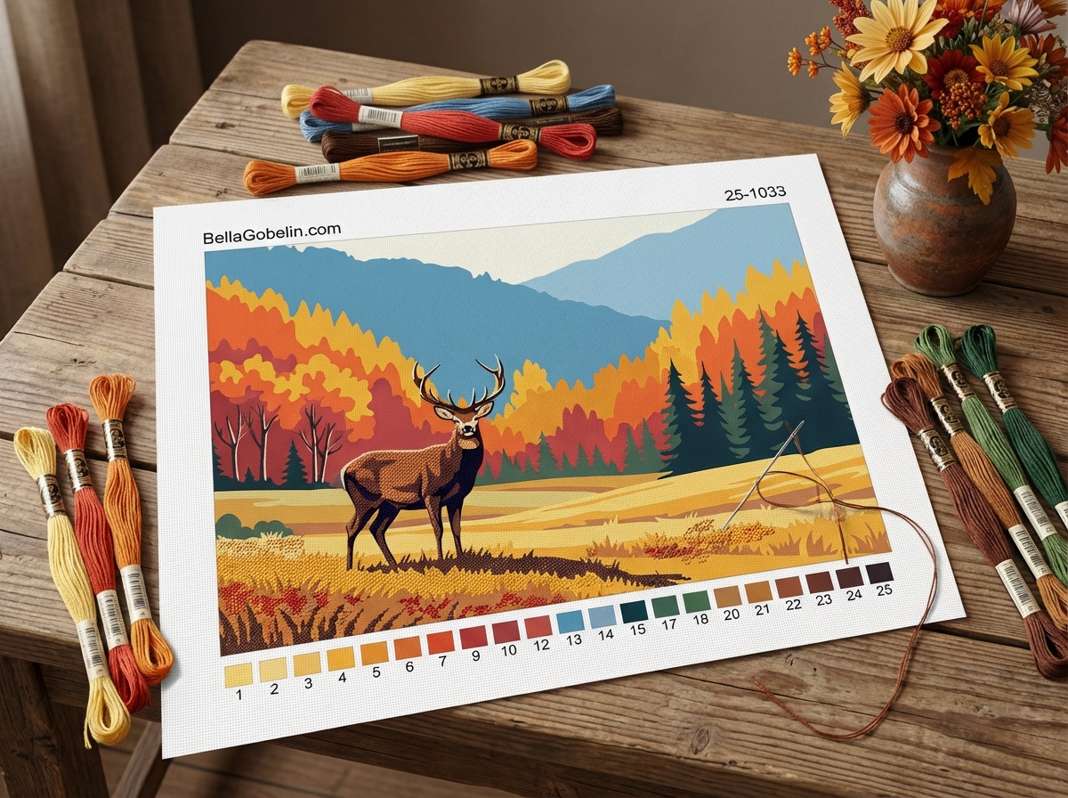 Hirschbulle und herbstliche Landschaft