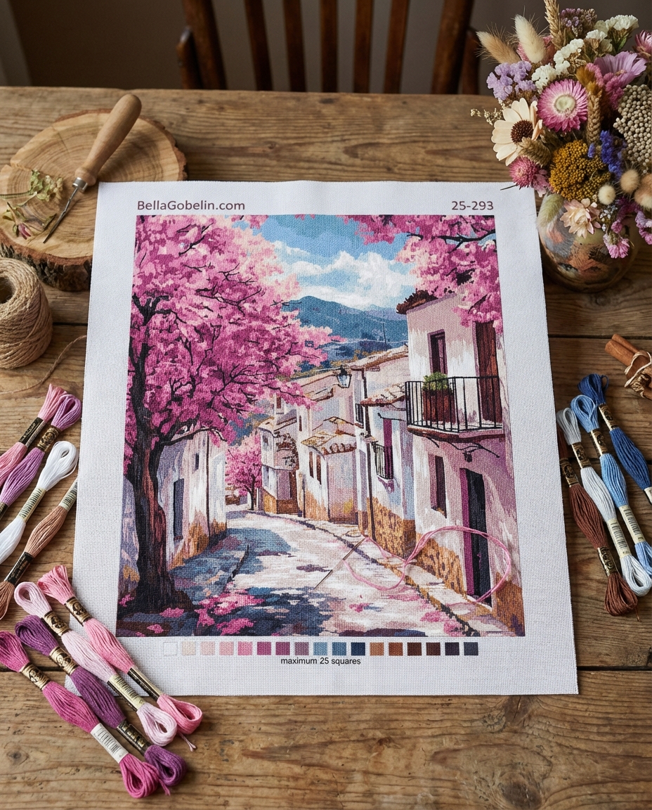 Blumige mediterrane Straßenserie