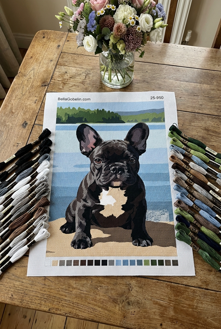 Hundeporträt – Französische Bulldogge am See