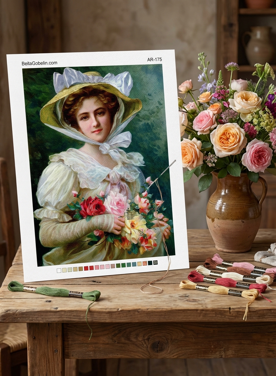 Dame mit Rosen