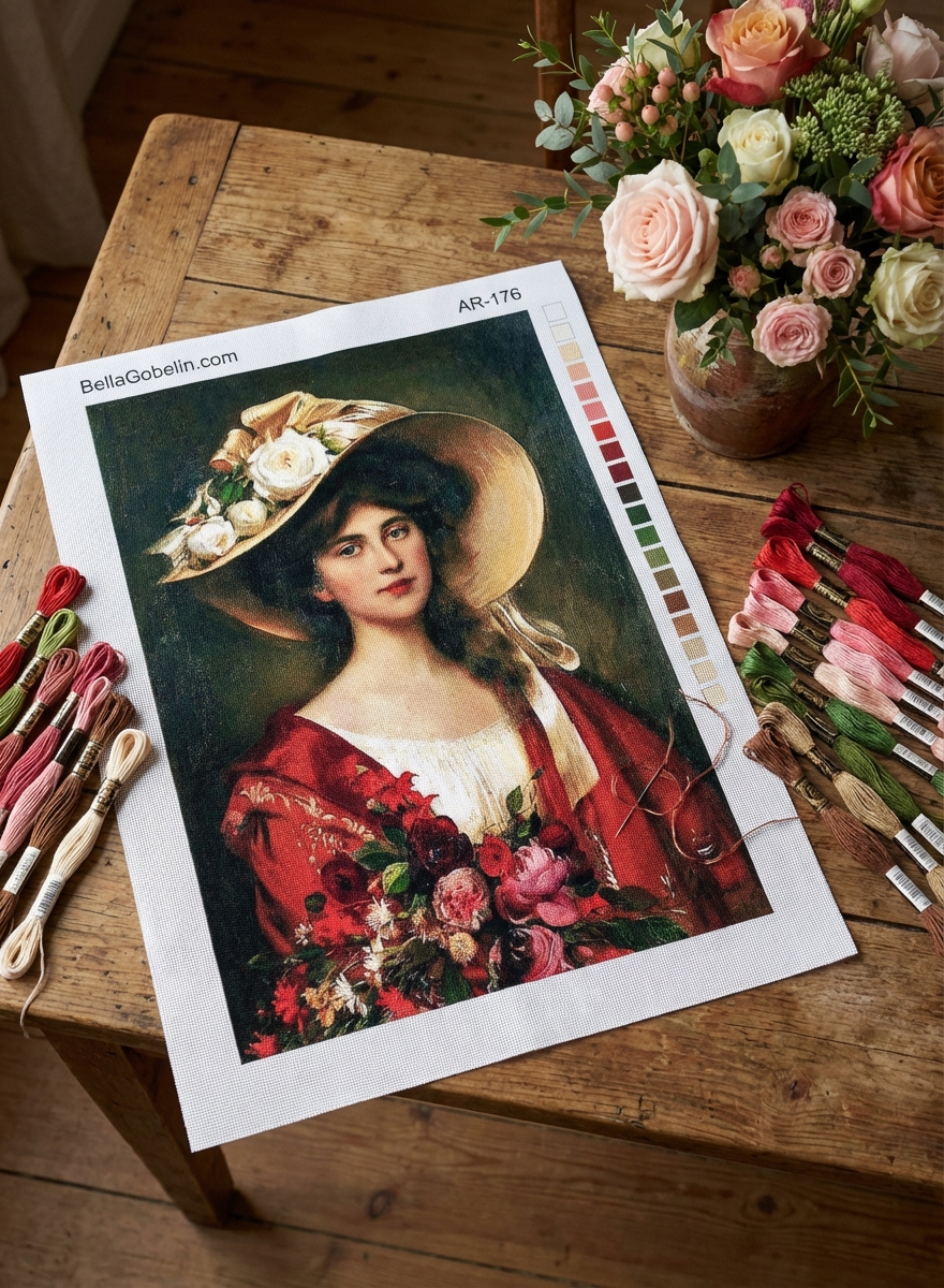 Dame mit Rosen
