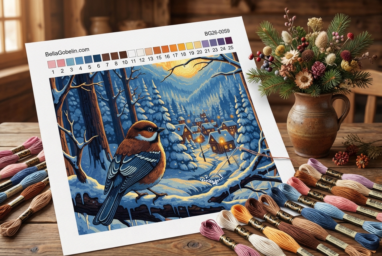 Winterschneemann im verschneiten Winterland