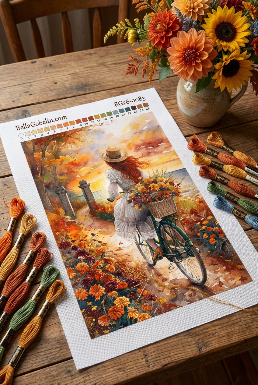 Herbstlandschaft mit Fahrrad