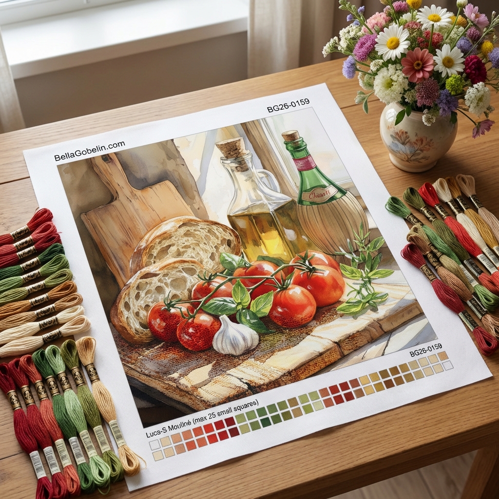 Stillleben mit Brot und Tomaten - Variante 2
