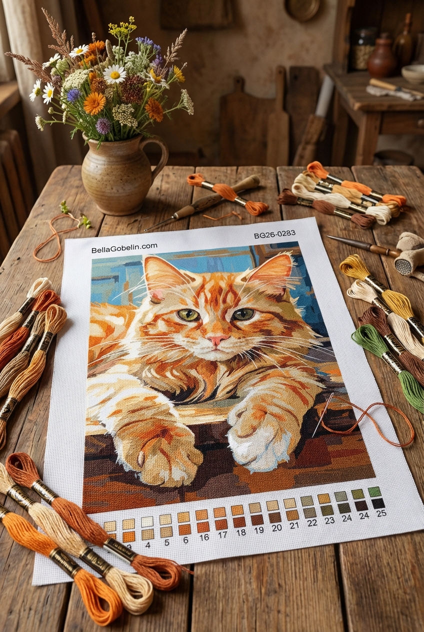 Orangefarbenes Katzenporträt