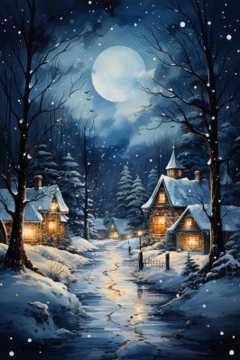 Winterabend im Dorf