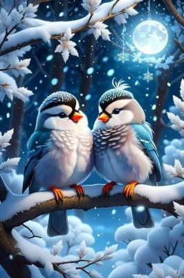Kleine Vögel in Weihnachtsstimmung