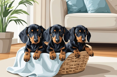 Taubenschlag-Hunde auf Korb