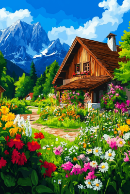 Waldhaus mit wundervollem Blumengarten