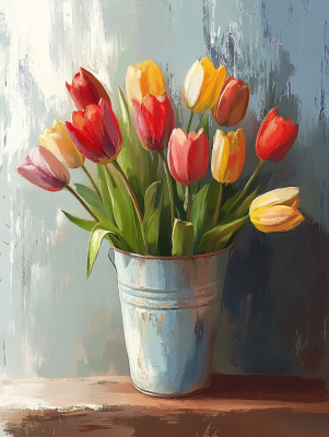 Tulpen im Eimer