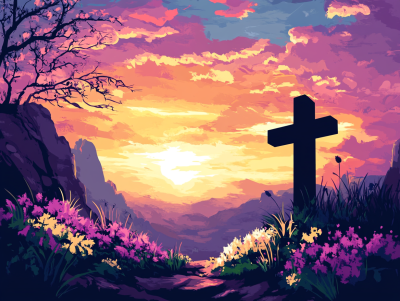 Religiöse Osterlandschaft
