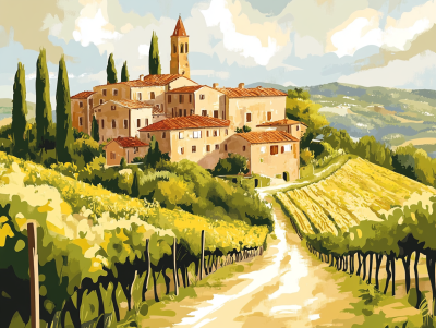 Toskanisches Dorf, Chianti, Wein