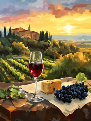 Sonnenuntergang, Toskana, Chianti, Wein
