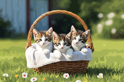 Katzen in Körben