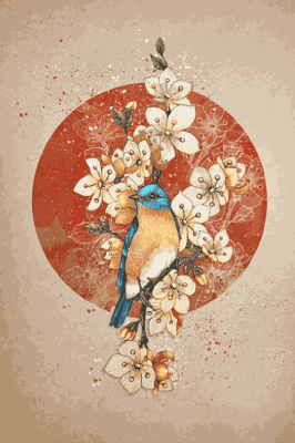 Blauer Kleiber mit Blumen