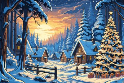 Winzige Winter-Dorfweihnacht