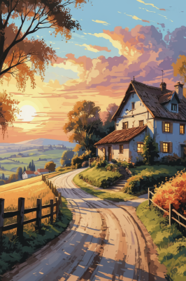 Landschaft bei Sonnenuntergang