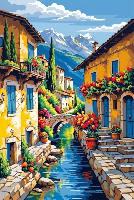 Mediterrane Kleinstadt mit Kanal
