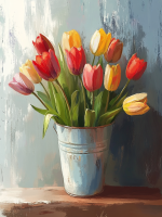 Tulpen im Eimer