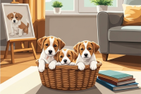 Niedliche Hunde im Wohnzimmer