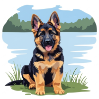 Hundeportrait – Deutscher Schäferhund Welpe am See