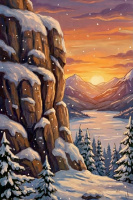 Abenddämmerung am gefrorenen See