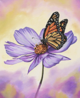 Lila Blume mit Schmetterling