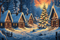 Winterliches Dorf-Weihnachtsstimmung