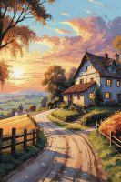 Landschaft bei Sonnenuntergang