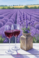 Lavendelfeld mit Wein