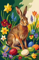 Hase mit Ostereiern